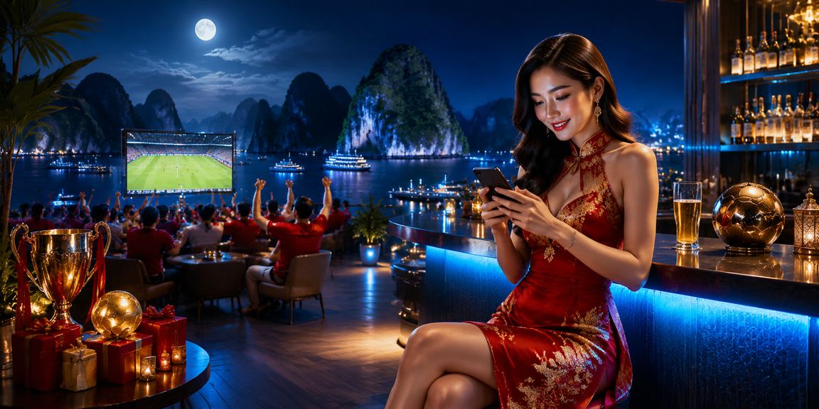 Cảnh lễ hội bóng đá ven vịnh Hạ Long